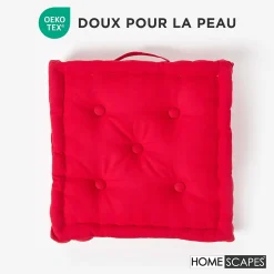 Coussin de sol - rouge uni - 50 x 50 cm - HOMESCAPES