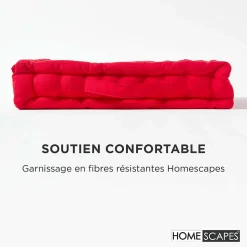 Coussin de sol - rouge uni - 50 x 50 cm - HOMESCAPES