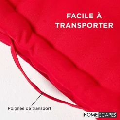 Coussin de sol - rouge uni - 50 x 50 cm - HOMESCAPES