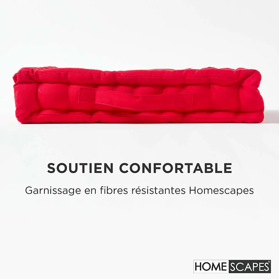 Coussin de sol - rouge uni - 40 x 40 cm - HOMESCAPES