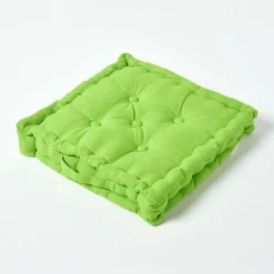 Coussin de sol - vert citron uni - 40 x 40 cm - HOMESCAPES