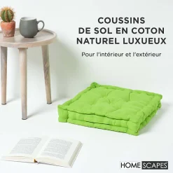 Coussin de sol - vert citron uni - 40 x 40 cm - HOMESCAPES