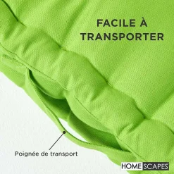 Coussin de sol - vert citron uni - 40 x 40 cm - HOMESCAPES