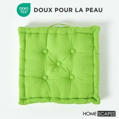 Coussin de sol - vert citron uni - 50 x 50 cm - HOMESCAPES