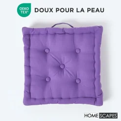 Coussin de sol - violet uni - 40 x 40 cm - HOMESCAPES