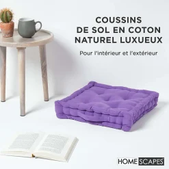 Coussin de sol - violet uni - 50 x 50 cm - HOMESCAPES