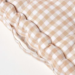 Coussin de sol beige - carreaux vichy - 40 x 40 cm - HOMESCAPES