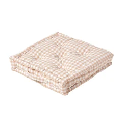 Coussin de sol beige - carreaux vichy - 50 x 50 cm - HOMESCAPES