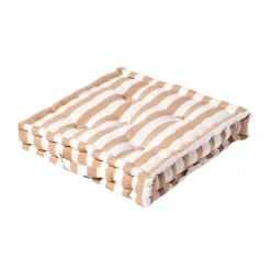 Coussin de sol beige - grandes rayures - 50 x 50 cm - HOMESCAPES