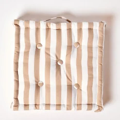 Coussin de sol beige - grandes rayures - 40 x 40 cm - HOMESCAPES