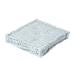 Coussin de sol bleu - carreaux vichy - 50 x 50 cm - HOMESCAPES