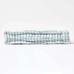 Coussin de sol bleu - carreaux vichy - 50 x 50 cm - HOMESCAPES