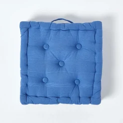 Coussin de sol bleu - rajput tissé main - HOMESCAPES