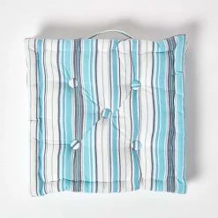 Coussin de sol bleu - rayure new england - 50 x 50 cm - HOMESCAPES