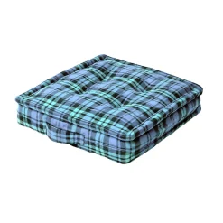 Coussin de sol bleu - tartan écossais - 40 x 40 cm - HOMESCAPES