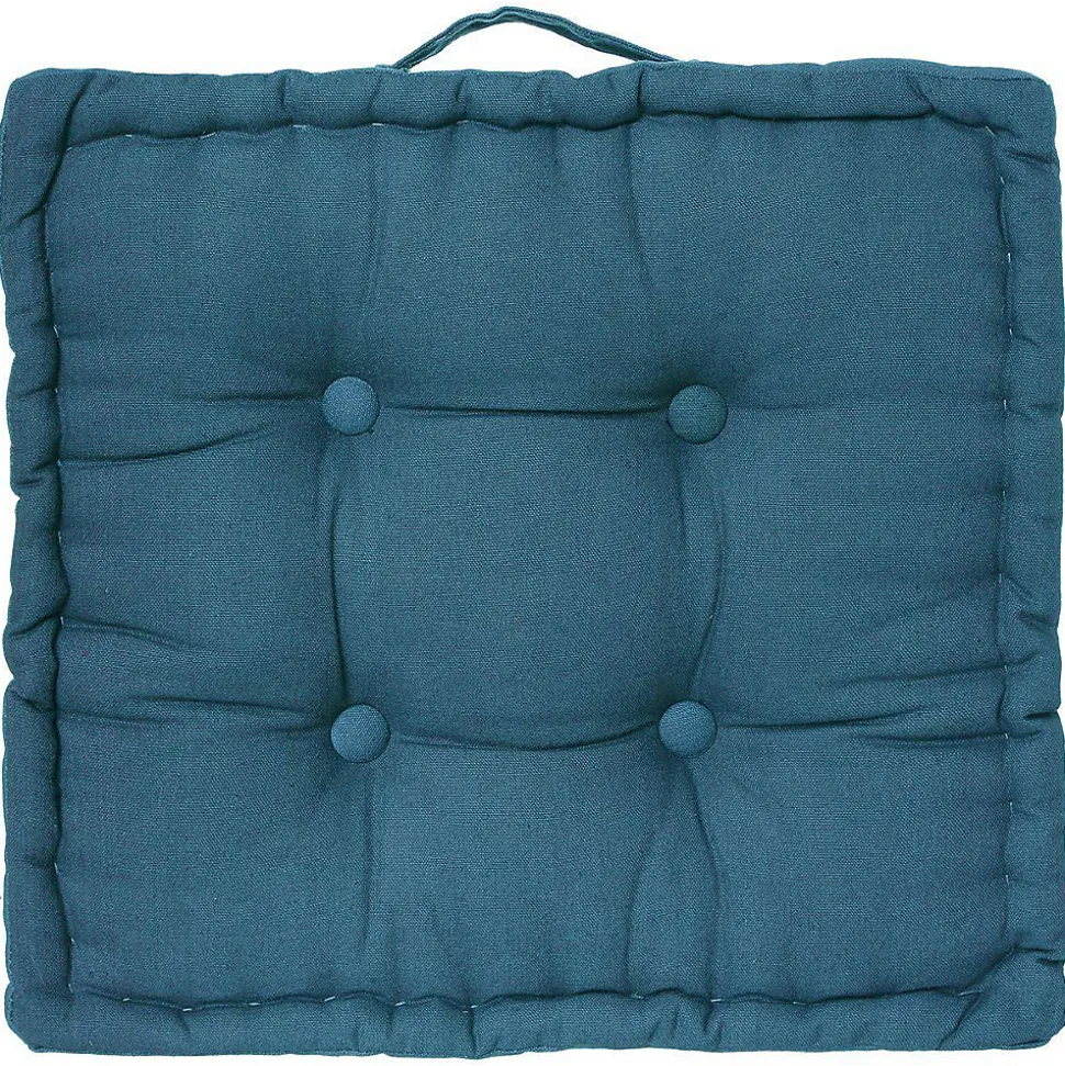 Coussin de sol bleu canard 40x40 cm - Atmosphera