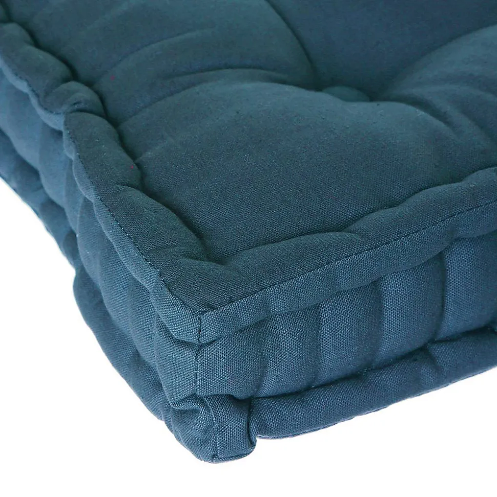 Coussin de sol bleu canard 40x40 cm - Atmosphera