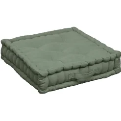 Coussin de sol coton recyclé kaki 45x45x10