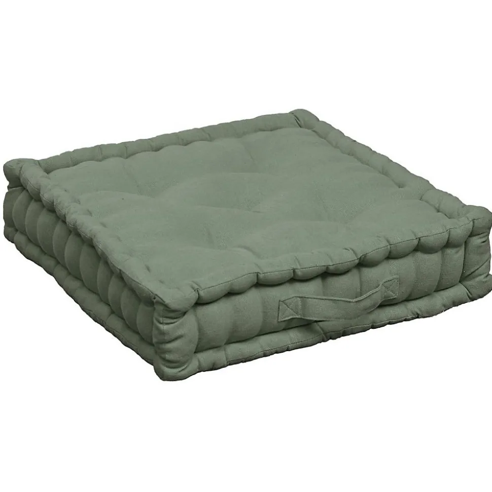 Coussin de sol coton recyclé kaki 45x45x10