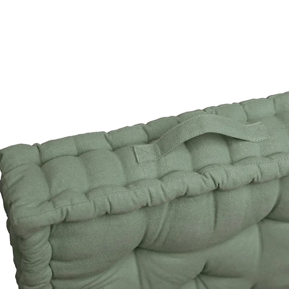 Coussin de sol coton recyclé kaki 45x45x10