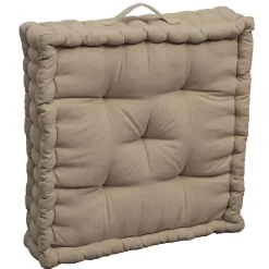 Coussin de sol coton recyclé taupe 45x45x10