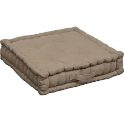 Coussin de sol coton recyclé taupe 45x45x10