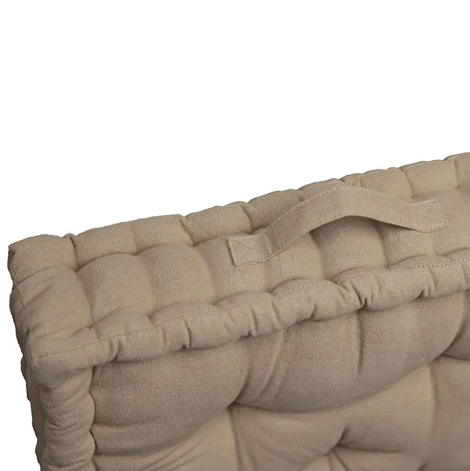 Coussin de sol coton recyclé taupe 45x45x10