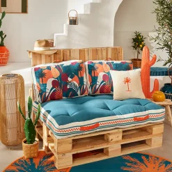 Coussin de sol d'extérieur Yucatan bleu canard 120x80cm - Atmosphera