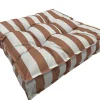 Coussin de sol déperlant rayé terracotta blanc L.60 x l.60 x ep.10cm Ornami