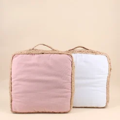Coussin de sol en tissu et jute 40x40cm