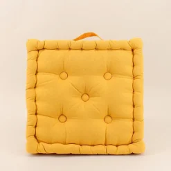 Coussin de sol en tissu jaune 40x40cm