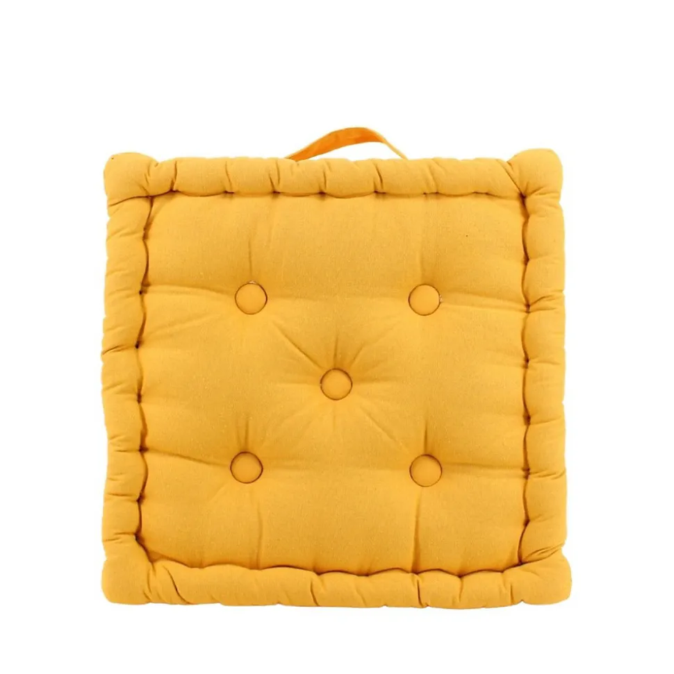 Coussin de sol en tissu jaune 40x40cm