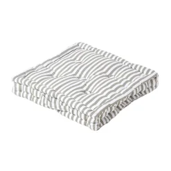 Coussin de sol gris - fines rayures - 40 x 40 cm - HOMESCAPES