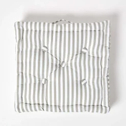 Coussin de sol gris - fines rayures - 40 x 40 cm - HOMESCAPES