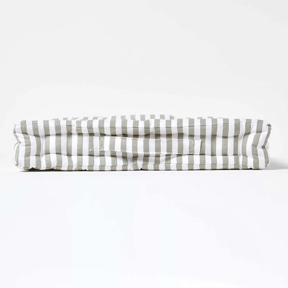 Coussin de sol gris - fines rayures - 40 x 40 cm - HOMESCAPES