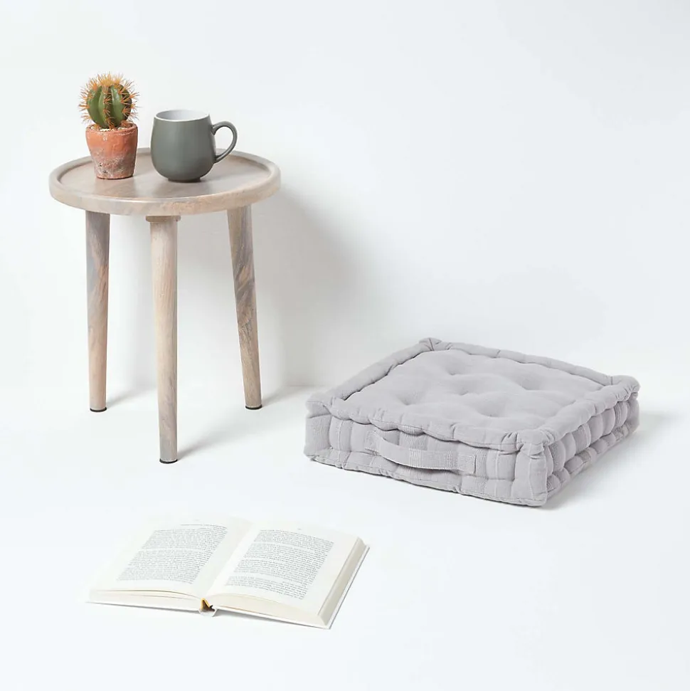 Coussin de sol gris clair - rajput - 40 x 40 cm - HOMESCAPES