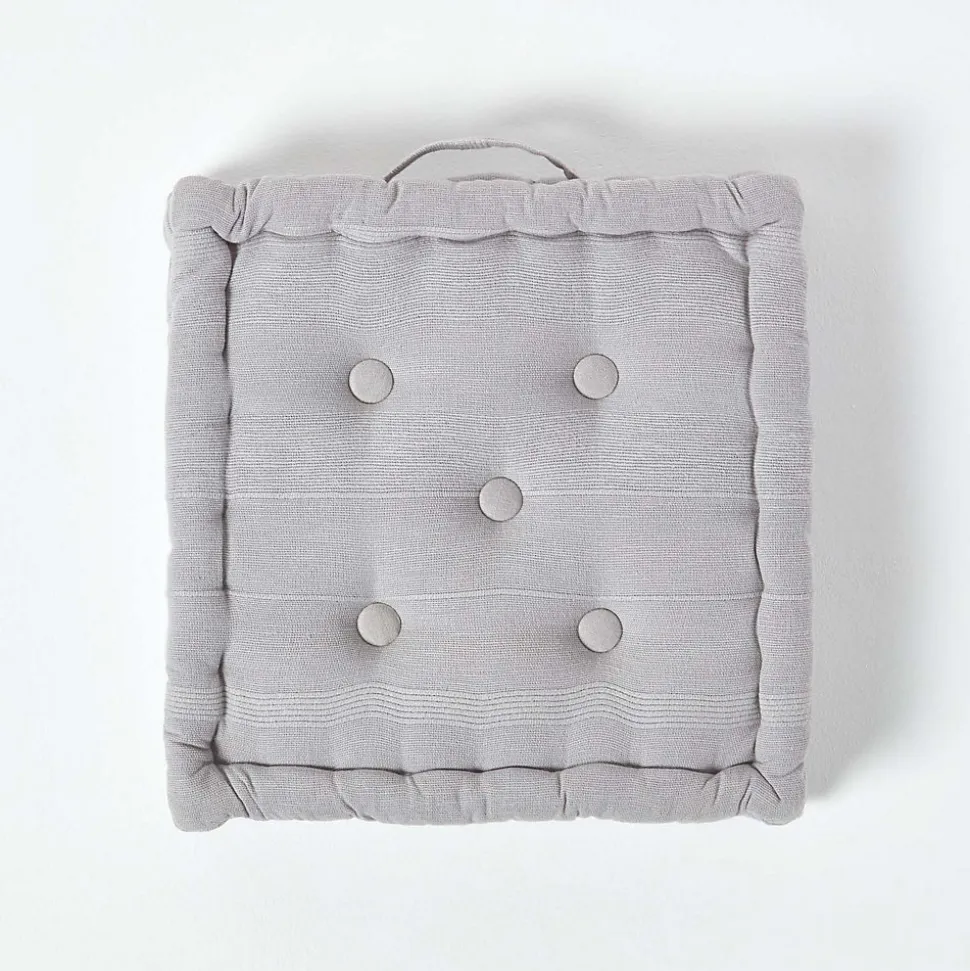 Coussin de sol gris clair - rajput - 40 x 40 cm - HOMESCAPES