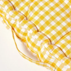 Coussin de sol jaune - carreaux vichy - 40 x 40 cm - HOMESCAPES