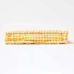Coussin de sol jaune - carreaux vichy - 40 x 40 cm - HOMESCAPES