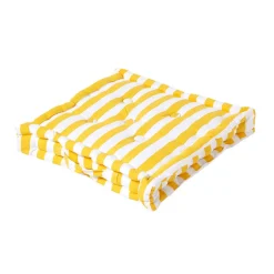 Coussin de sol jaune - grandes rayures - 40 x 40 cm - HOMESCAPES