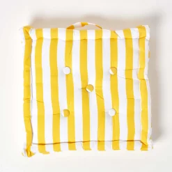 Coussin de sol jaune - grandes rayures - 40 x 40 cm - HOMESCAPES
