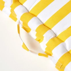 Coussin de sol jaune - grandes rayures - 50 x 50 cm - HOMESCAPES