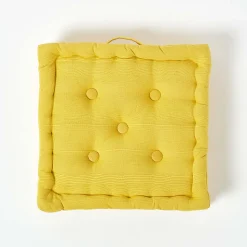 Coussin de sol jaune - rajput tissé main - HOMESCAPES