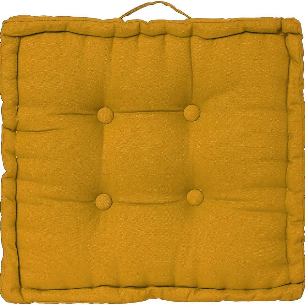 Coussin de sol jaune moutarde 40x40 cm - Atmosphera