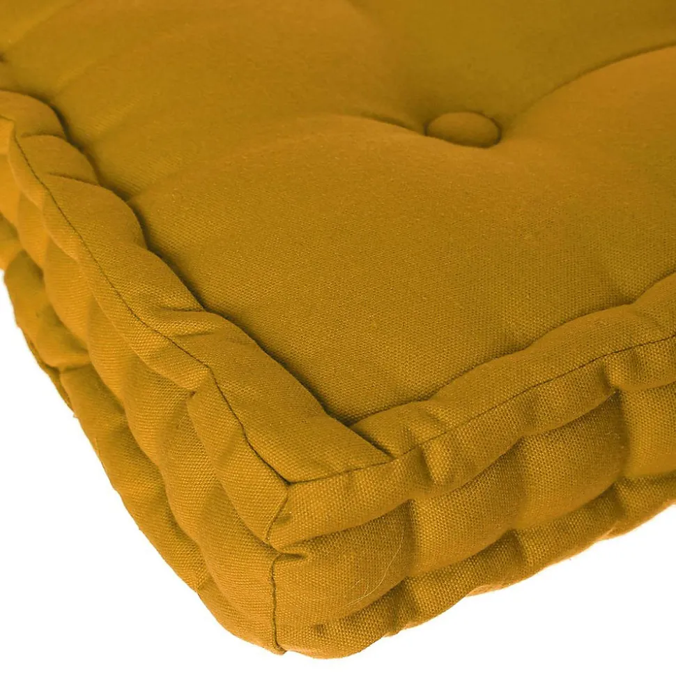 Coussin de sol jaune moutarde 40x40 cm - Atmosphera