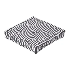 Coussin de sol noir - fines rayures - 40 x 40 cm - HOMESCAPES