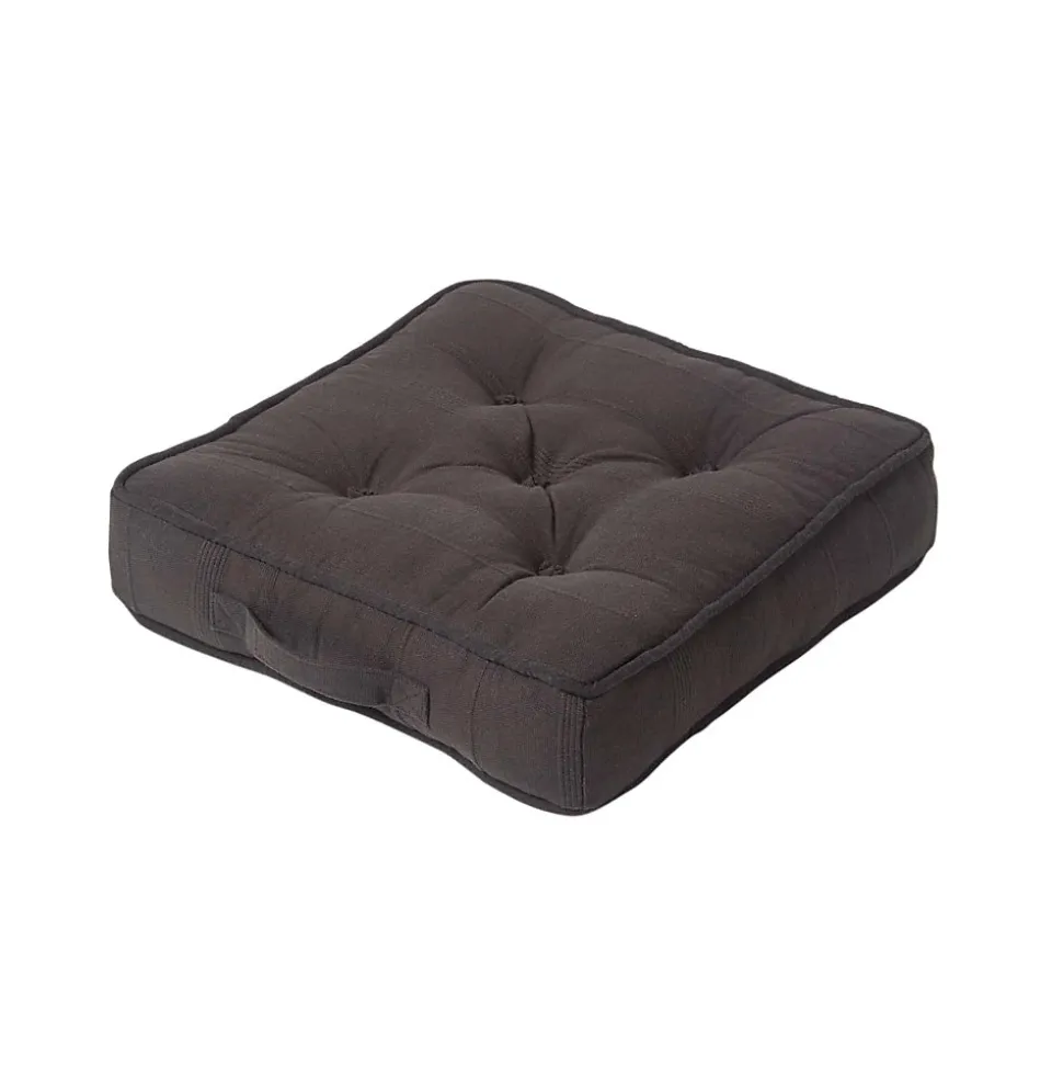 Coussin de sol noir - rajput tissé main - HOMESCAPES