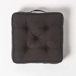 Coussin de sol noir - rajput tissé main - HOMESCAPES