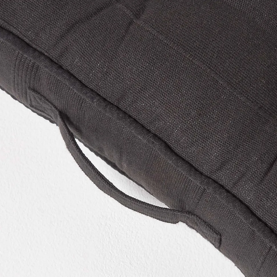 Coussin de sol noir - rajput tissé main - HOMESCAPES