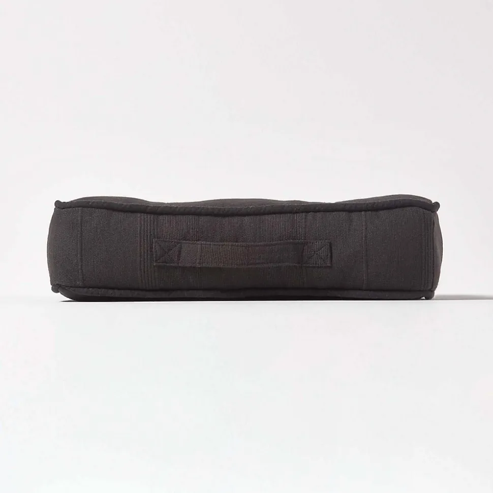 Coussin de sol noir - rajput tissé main - HOMESCAPES